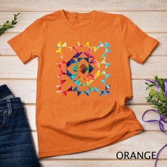 Tie Dye Geometric Shapes Pattern Quilt Block Art – Scandi Folk Unisex T-shirt