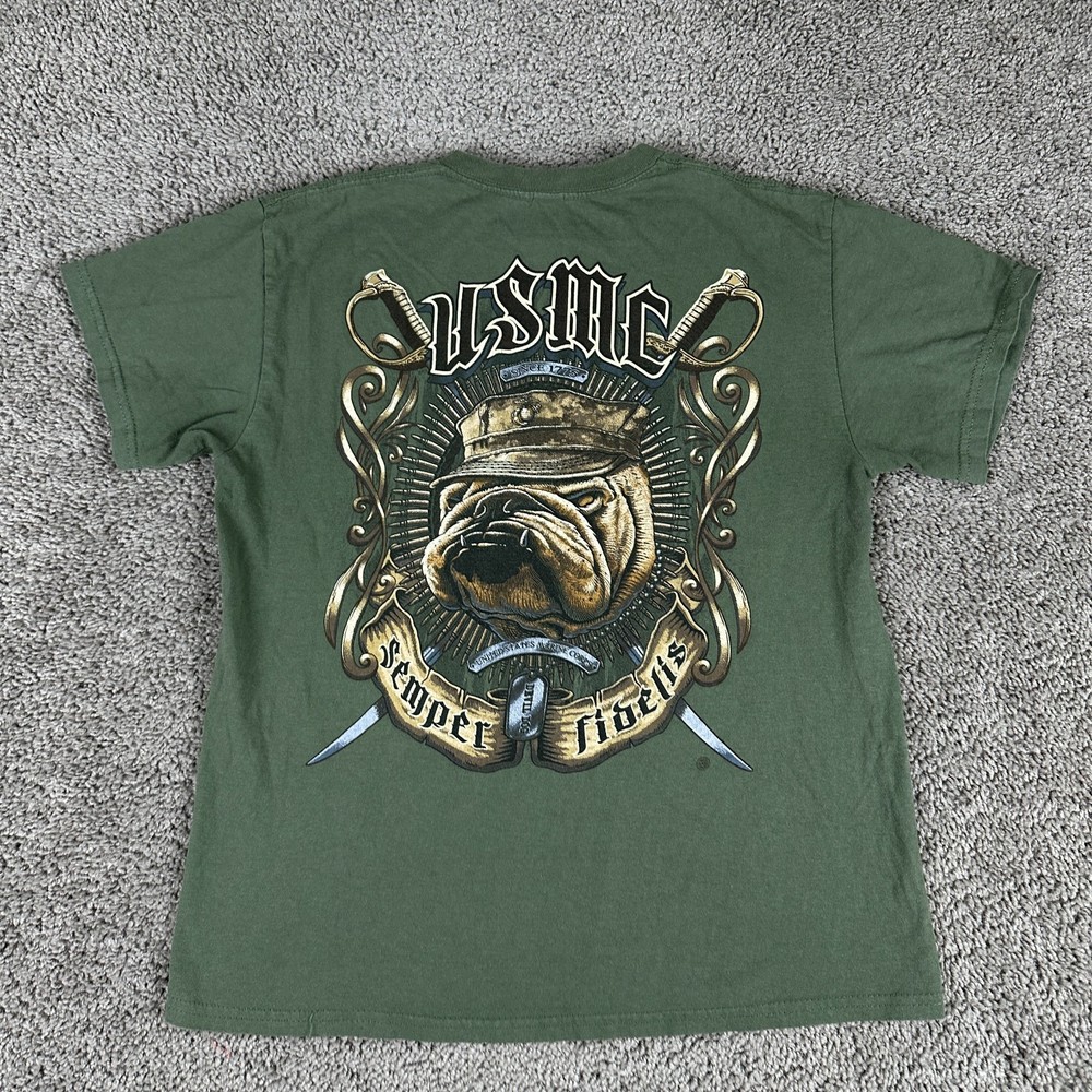 United States Marine Corps Shirt Mens Medium Green Semper Fidelis USMC Military