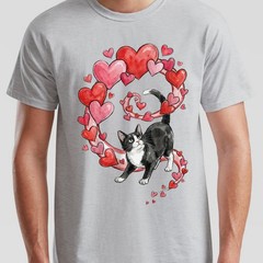 Cat Hearts Lovers Animals Cats Mens T-Shirt Womens Tee Graphic Tee