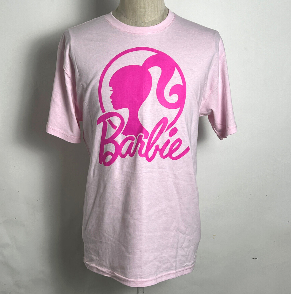 Barbie Men’s T-Shirt Circle Silhouette Logo Pink Size XL NEW Mattel