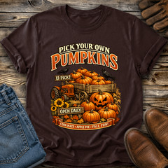 Pick Your Own Pumpkins Tshirt Graphic Tee Unisex Farm Fall Autumn Halloween