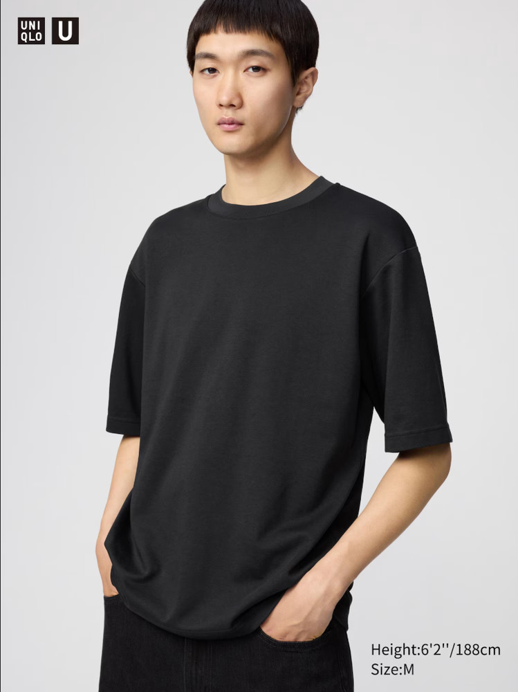 Uniqlo AIRism Cotton Oversized T-Shirt Black XS, NWT