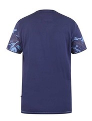 D555 Duke Mens T-Shirt Floral Print Navy Short Sleeve Crew Neck Medium