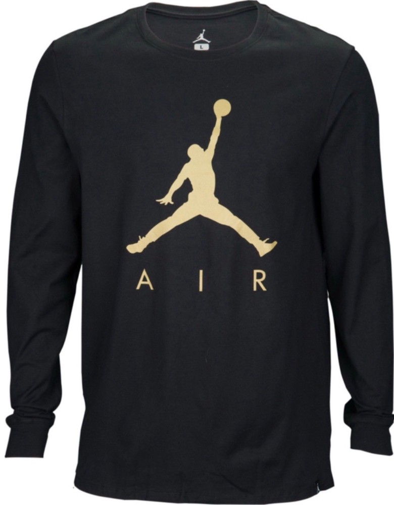 Air Jordan Long Sleeve Tee Black Jumpman Big Logo Gold XXL