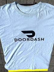 DoorDash Front & Back Food Delivery Driver SKY BLUE Short Sleeve 2XL Shirt *RARE