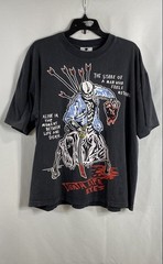 Warren Lotas Skeleton Samurai T-Shirt Death Life Eyes Distressed Graphic Sz L