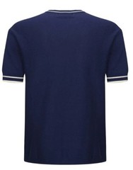 Men’s Navy Knit Tee with White Stripes – 1970s Mod Vintage Style
