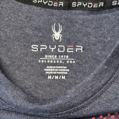 Spyder Mens Medium Graphic T Shirt Blue Logo Outdoor Athletic Sport Flag NWT