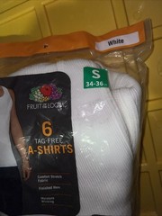 6 White Small S 34-36 Inch A-Shirt Tanks – Fruit Of The Loom – NIP