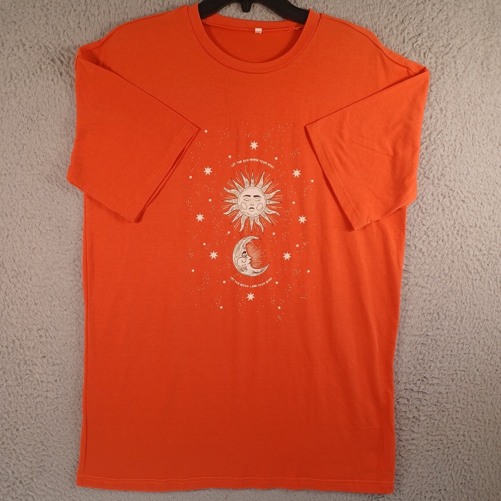 Mens Orange T-Shirt Size Medium Let The Sun Warm Your Soul Let The Moon YourMind