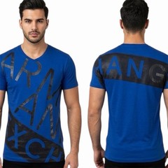 ARMANI EXCHANGE Blue BIAS Short Sleeve Slim Fit Designer V-NECK T-shirt NWT