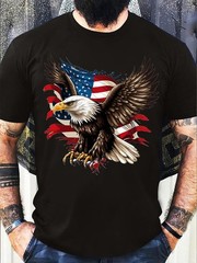 American Flag & Bald Eagle T-Shirt – 4th of July Independence Day Short Sleeve