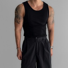 Male Top Mens Vest Casual Fitness Minimalist Regular Ribbed Sleeveless