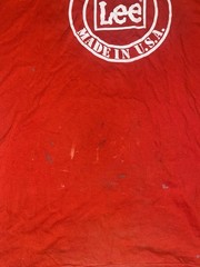 Vintage Lee Jeans CLASSIC LOGO T Shirt Red XL Rare Single Stitch