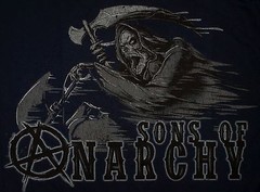 Sons Of Anarchy Men’s T-Shirt Grim Reaper Death Riding Motorcycle Navy S-XL