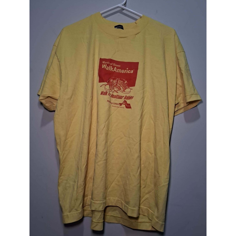 Vtg March of Dimes WalkAmerica T-Shirt Yellow XL Fruit of the Loom Single Stitch