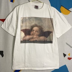 Vintage 90s Raphael Art Tshirt XL Sistine Madonna Angel Cherub Single Stitch