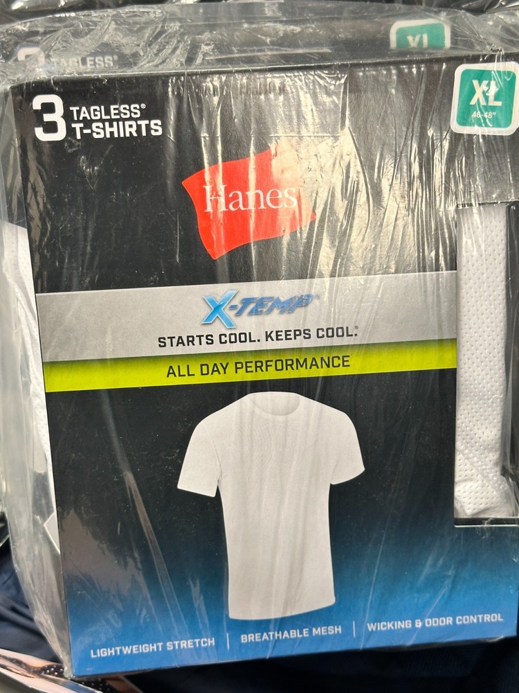 Hanes 3 Pack Tagless X-Temp T Shirts White XL Men’s Short Sleeve NEW