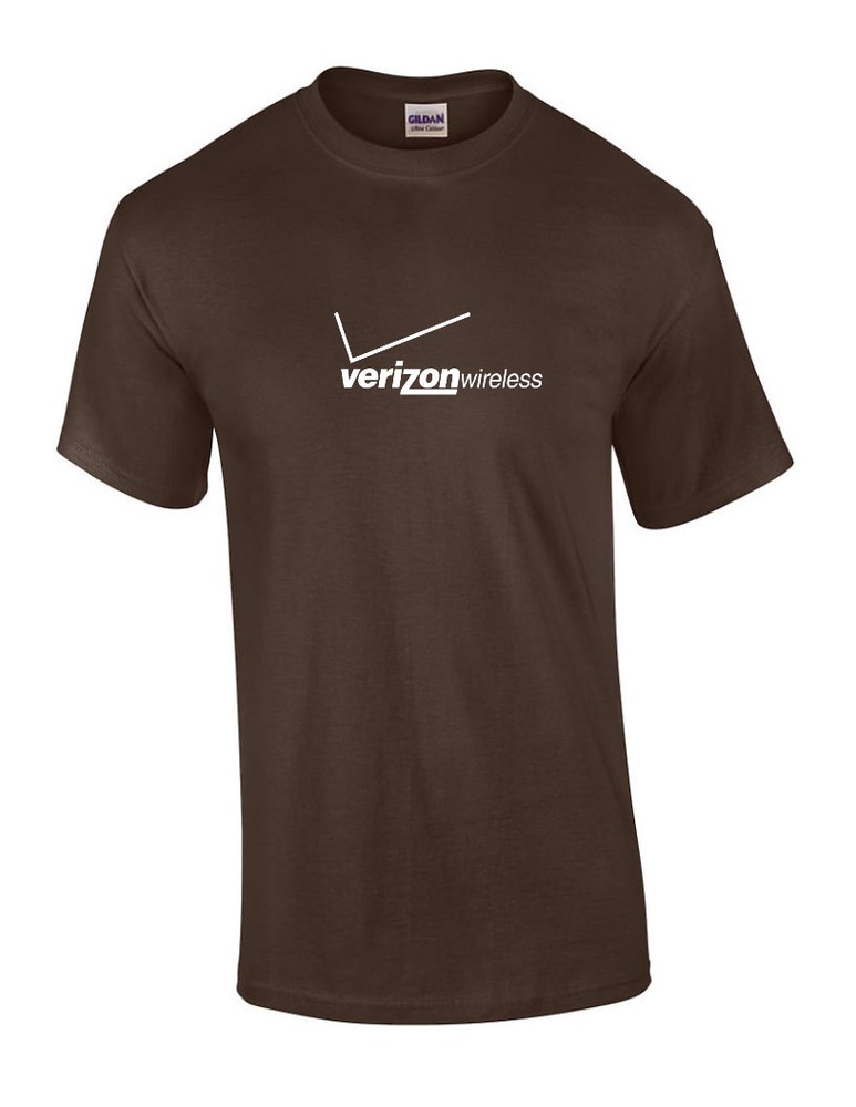 Verizon Wireless T-shirt Vintage LOGO Funny GEEK Phone Brown White Shirt S-5XL