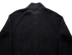 VTG STUSSY ~CARDIGAN~ RIBBED KNIT SWEATER L mock/shawl/neck/military/tour/gauge