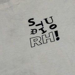 Studio RH White Graphic T-Shirt Watch Your Step Shoe Design Sz M Casual Top
