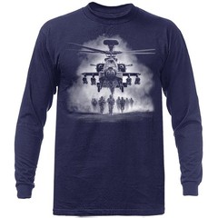 Apache Helicopter Army Soldier Combat Military Patriotic Veteran Long Sleeve
