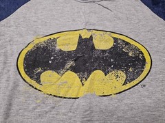 Batman Logo Men’s T-Shirt 2XL Gray & Navy Distressed DC Comics Bat Symbol