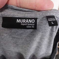 Murano Shirt Mens Large Gray Slim Fit Liquid Luxury Shoulder Stripe Short Sleeve