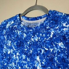 Coolibar NEW Men’s Hightide Short Sleeve Sun Protection Swim Shirt Blue Print M