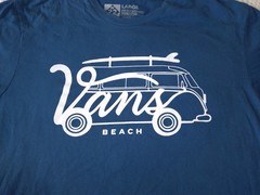 M22 Brand Vans Beach L Large T Shirt Volkswagen Blue Vintage Leland Michigan