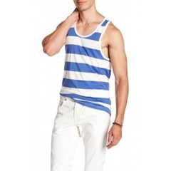 Slate & Stone 150949 Men’s Stripe Printed Tank Scoop Neck Shirt Blue White Sz XL