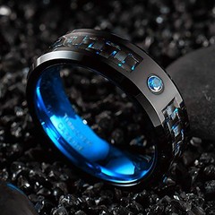 8mm Polished Finish Tungsten Carbide Promise Band Ring for Men Mens Wedding B…