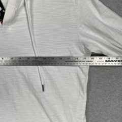 Barstool Sports Henley Shirt L White Lightweight Hooded Long Sleeve Pullover