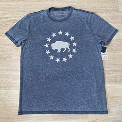 Lucky Brand T-Shirt Men’s L Jet Black (Gray) Buffalo Stars Venice Burnout Tee SS