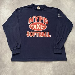 Vintage 90s NYPD Softball Shirt Size XL Long Sleeve New York Police Bacardi NYC