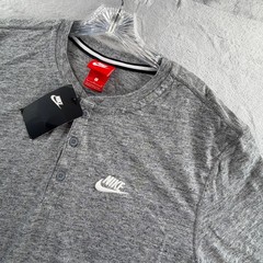 Nike Henley Shirt Mens Large Grey Long Sleeve Embroidered Logo 864952-091