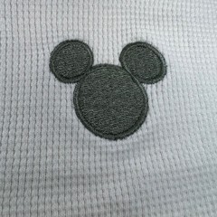 DISNEY Waffle Knit Thermal Long Sleeve Shirt Mens XL Cream Mickey Mouse Logo