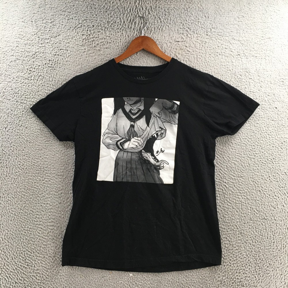 Mako Graphic Print Tee T-Shirt Mens L Black Cotton Short Sleeve Crew Neck Casual