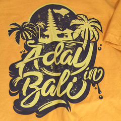 BALI INDONESIA T SHIRT MENS XXL 46×30 YELLOW COTTON SHORT SLEEVE TROPICAL KRISNA