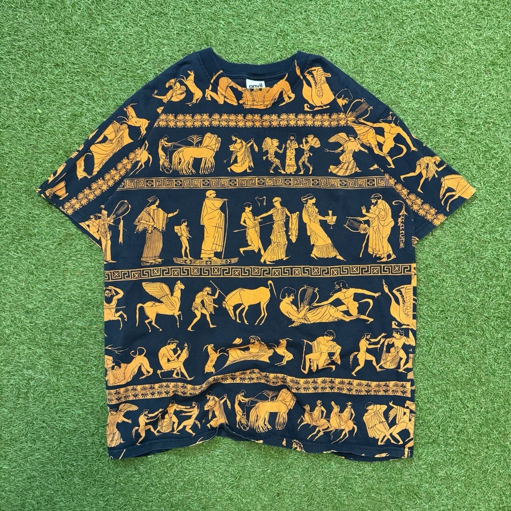 Vintage Wildwood Productions Roman Greek Mythology Art AOP Shirt Size L
