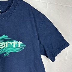 Carhartt Medium Loose Fit T Shirt Men’s Blue Fish Graphic Logo Fishing Work Wear