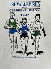 Vintage Tri-Valley Run Cerebral Palsy T-Shirt Mens Large White Charity 1992 90s