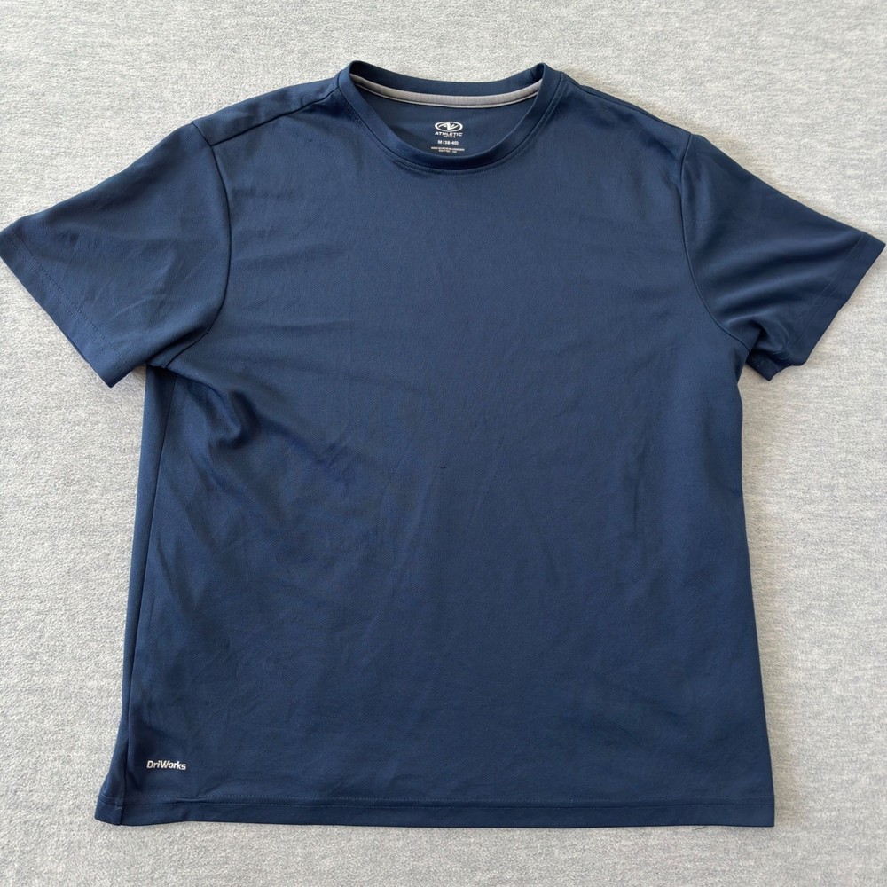 Athletic Works Mens DriWorks Performance T-Shirt Navy Blue Short Sleeve Size M