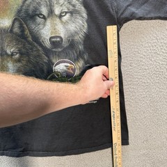 Vintage Oneita Shirt Mens Large Black Single Stitch Wolf Nature Grunge Faded 90s