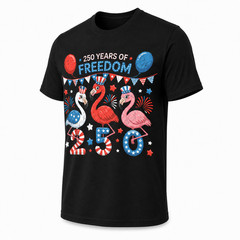 Flamingos Patriotic 250 Years of Freedom Spirit Men Women T-Shirt