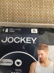 Jockey 4 Cotton Tanks Black /Gray XL 46-48 Brand New Sealed