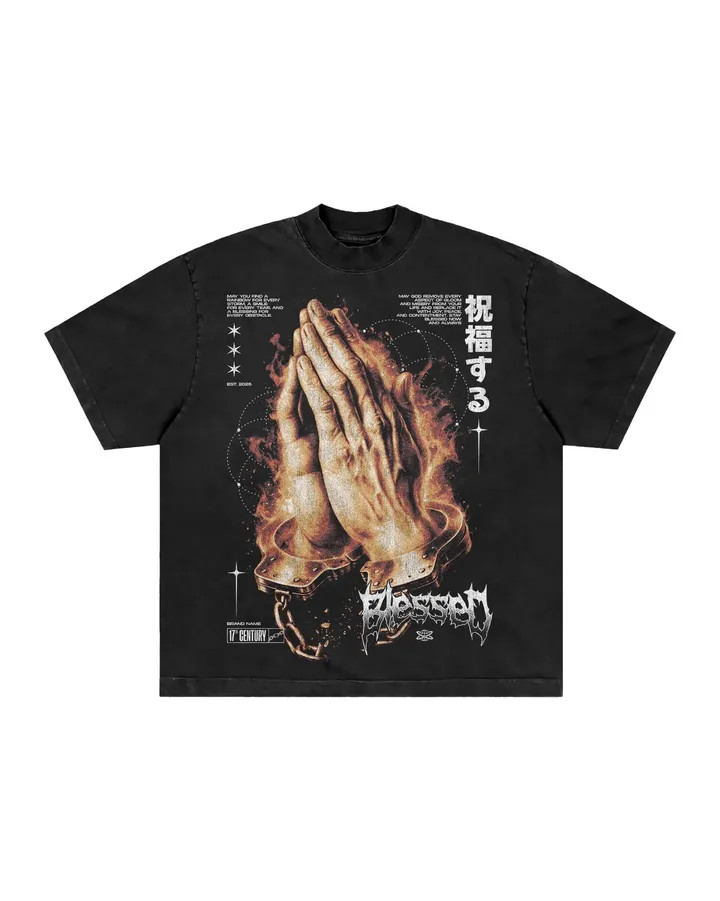 Praying Hands Graphic T Shirt Gothic Streetwear Blessing Tee Unisex