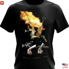 Ace Frehley Guitar Flames Shirt Rock Legend Band Tee Kiss Style Unisex