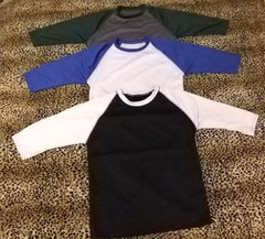 3 Packs Men’s 3/4 Sleeve Crew Neck Raglan Jersey Baseball Tee Shirts Size Medium