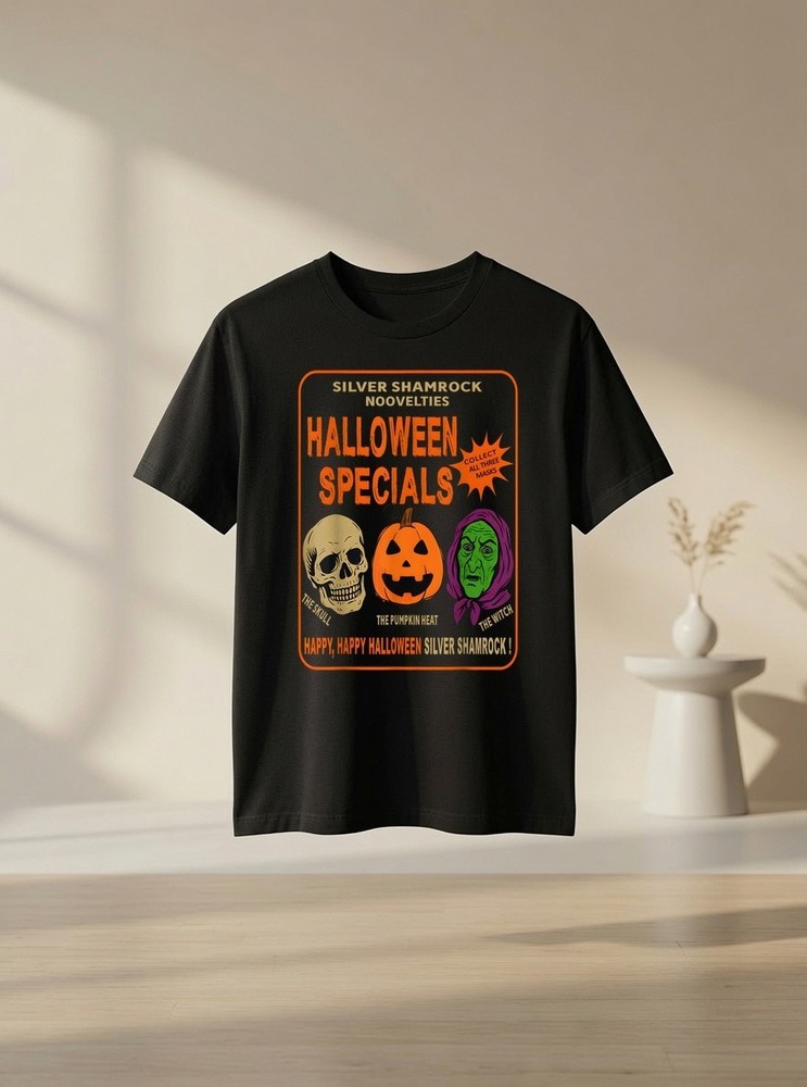 Unisex Funny Halloween Pumpkin Skull Witch Vintage Graphic T Shirt Spooky Gift